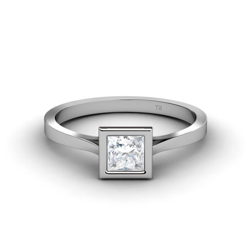 Elcie Princess Cut Lab Created White Sapphire Solitaire Engagement Ring Princess Cut Floating White Sapphire Womens Solitaire Engagement Ring ct K White Gold