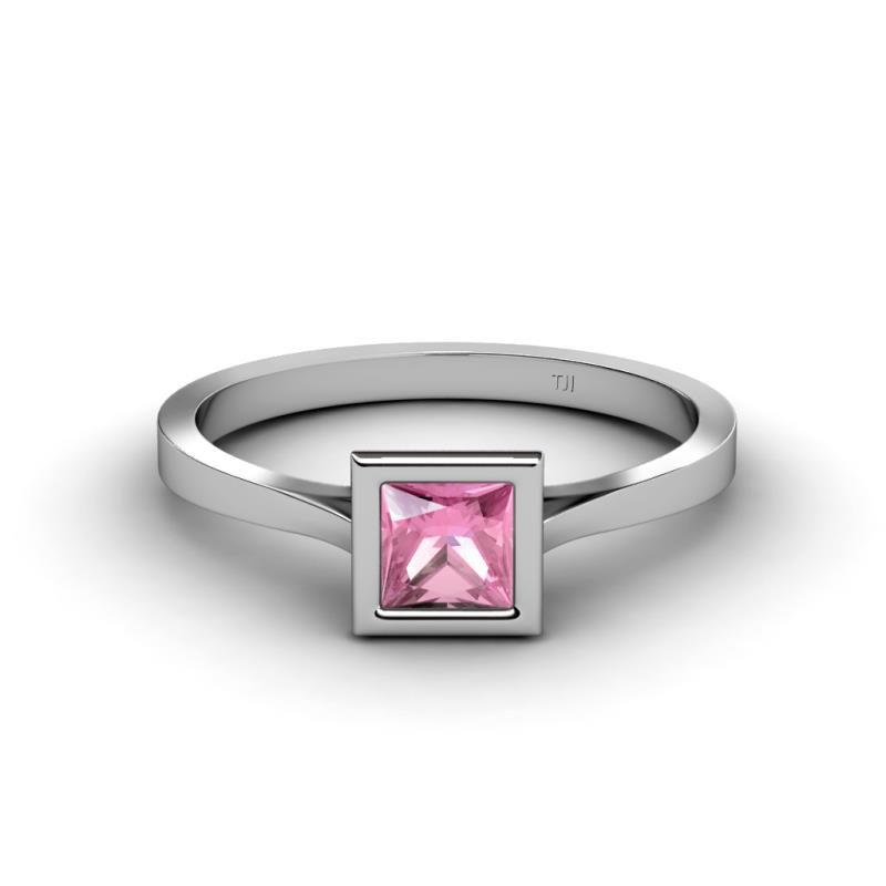 Elcie Princess Cut Pink Tourmaline Solitaire Engagement Ring Princess Cut Floating Pink Tourmaline Womens Solitaire Engagement Ring ct K White Gold