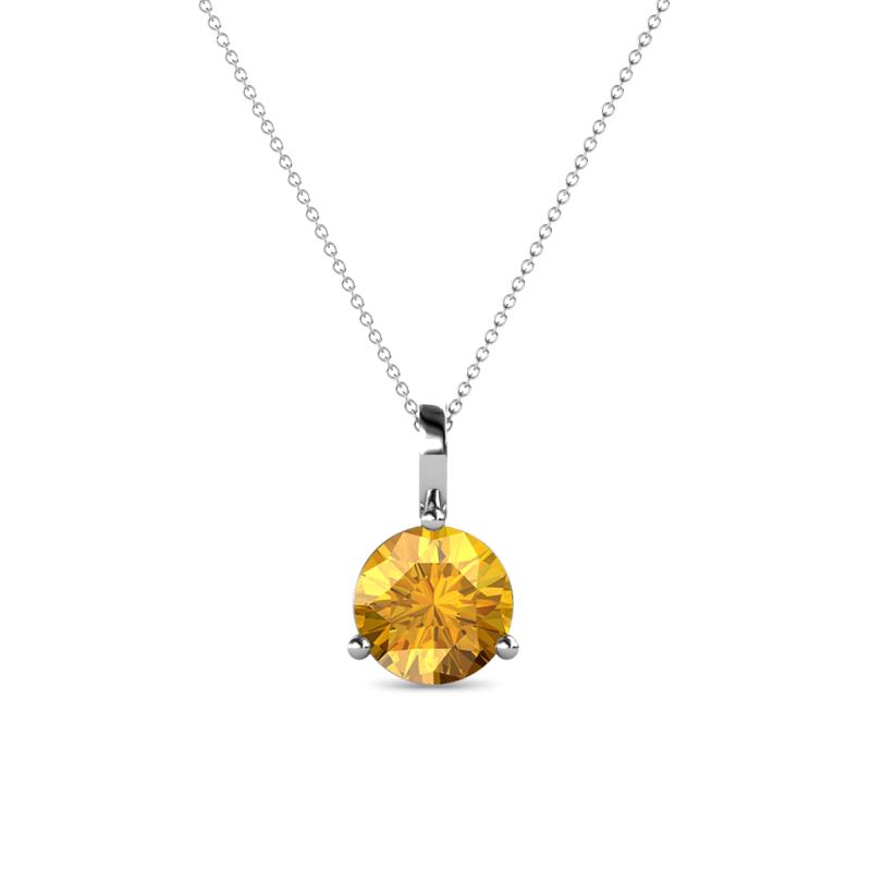 Sheryl Citrine Solitaire Pendant Round Citrine ct Prong Womens Solitaire Pendant Necklace K White GoldIncluded Inches K White Gold Chain