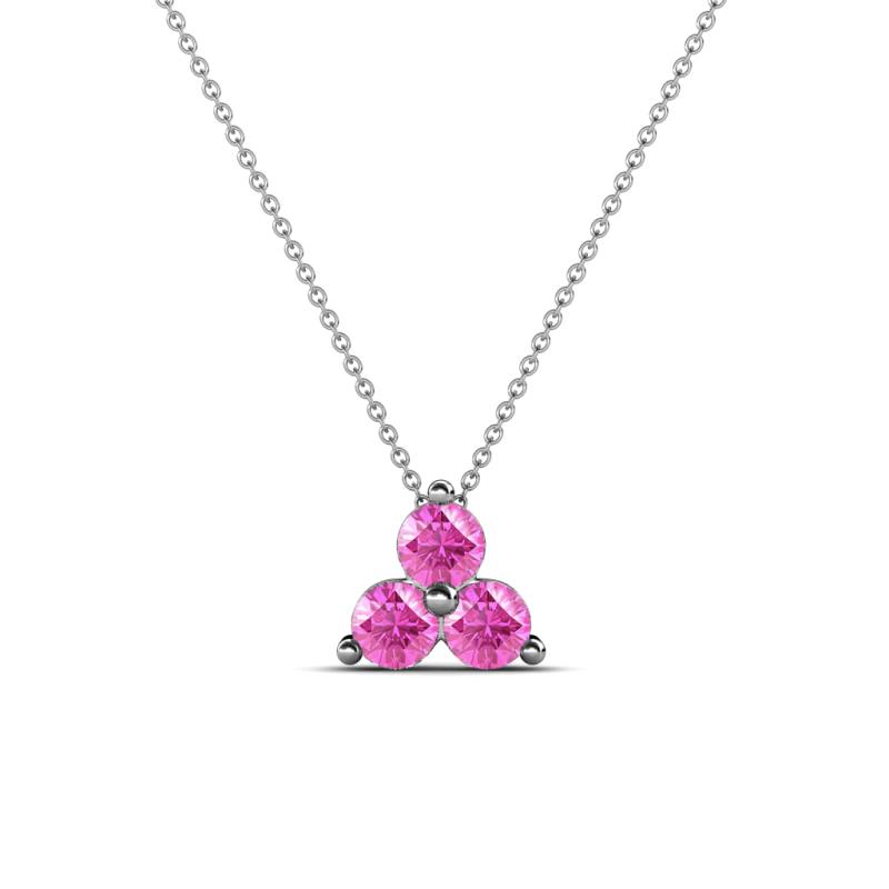 Emma ctw Round Pink Sapphire Three Stone Pendant Round Pink Sapphire Three Stone Pendant ctw in K White GoldIncluded Inches K White Gold Chain