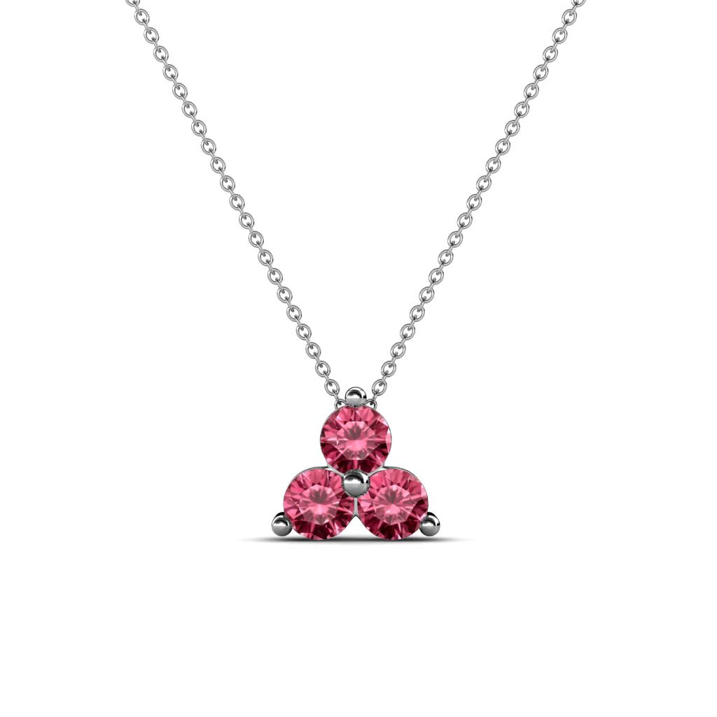 Emma ctw Round Pink Tourmaline Three Stone Pendant Round Pink Tourmaline Three Stone Pendant ctw in K White GoldIncluded Inches K White Gold Chain