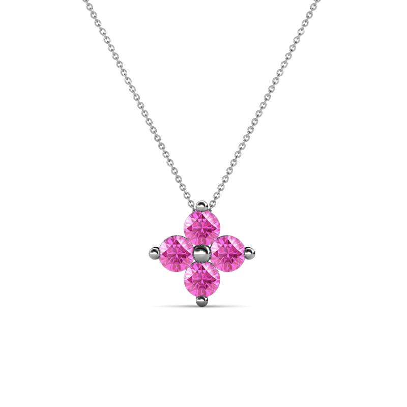 Anthea Pink Sapphire Floral Pendant Pink Sapphire Four Stone Womens Floral Pendant Necklace ctw K White GoldIncluded Inches K White Gold Chain
