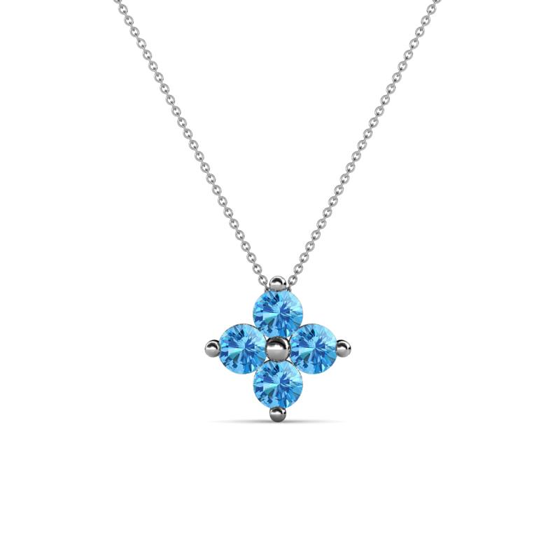 Anthea Blue Topaz Floral Pendant Blue Topaz Four Stone Womens Floral Pendant Necklace ctw K White GoldIncluded Inches K White Gold Chain