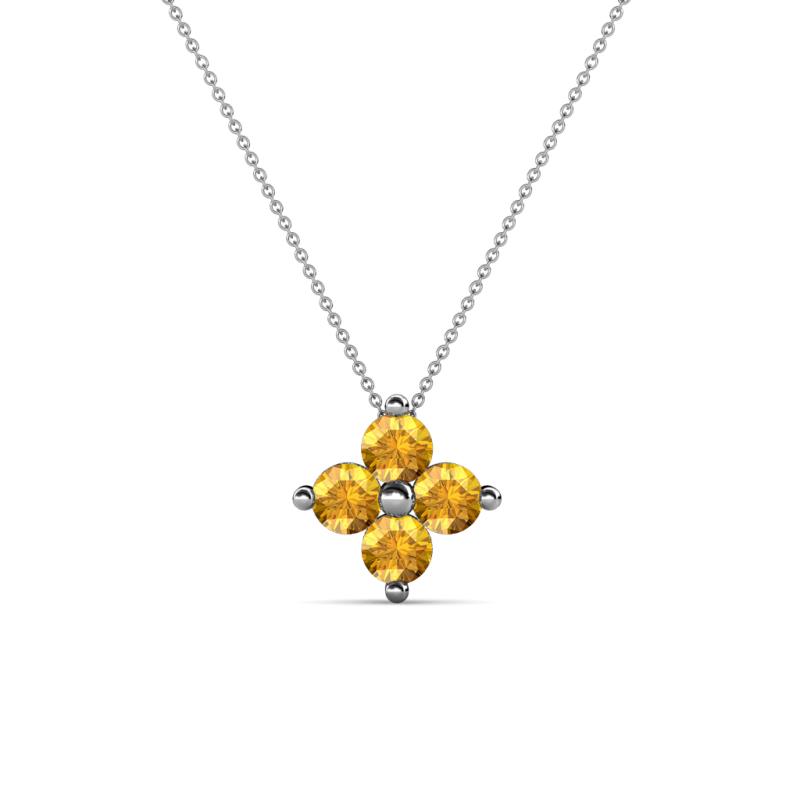 Anthea Citrine Floral Pendant Citrine Four Stone Womens Floral Pendant Necklace ctw K White GoldIncluded Inches K White Gold Chain