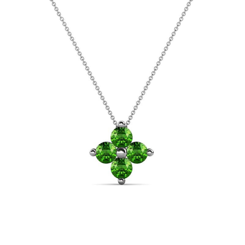 Anthea Green Garnet Floral Pendant Green Garnet Four Stone Womens Floral Pendant Necklace ctw K White GoldIncluded Inches K White Gold Chain