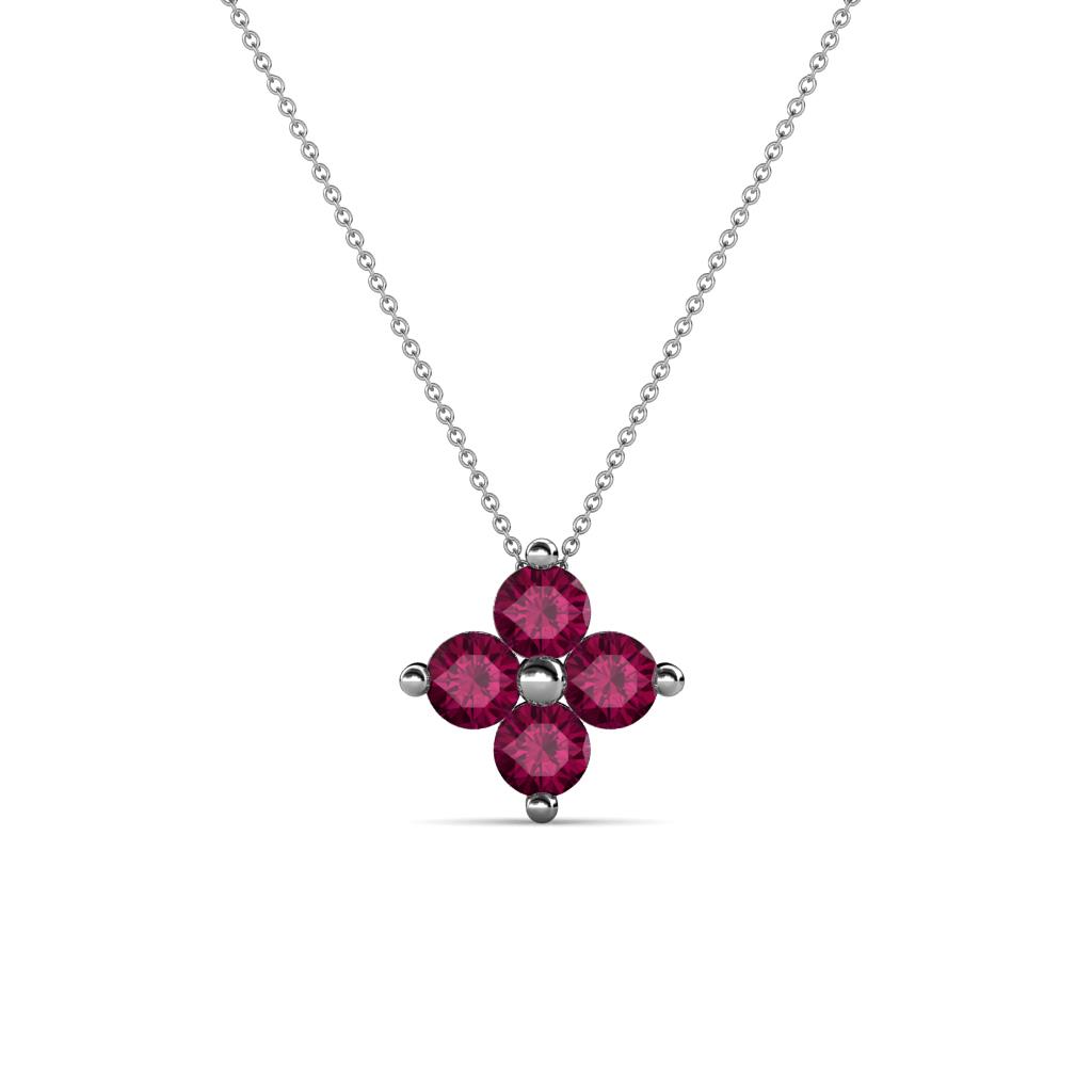 Anthea Rhodolite Garnet Floral Pendant Rhodolite Garnet Four Stone Womens Floral Pendant Necklace ctw K White GoldIncluded Inches K White Gold Chain