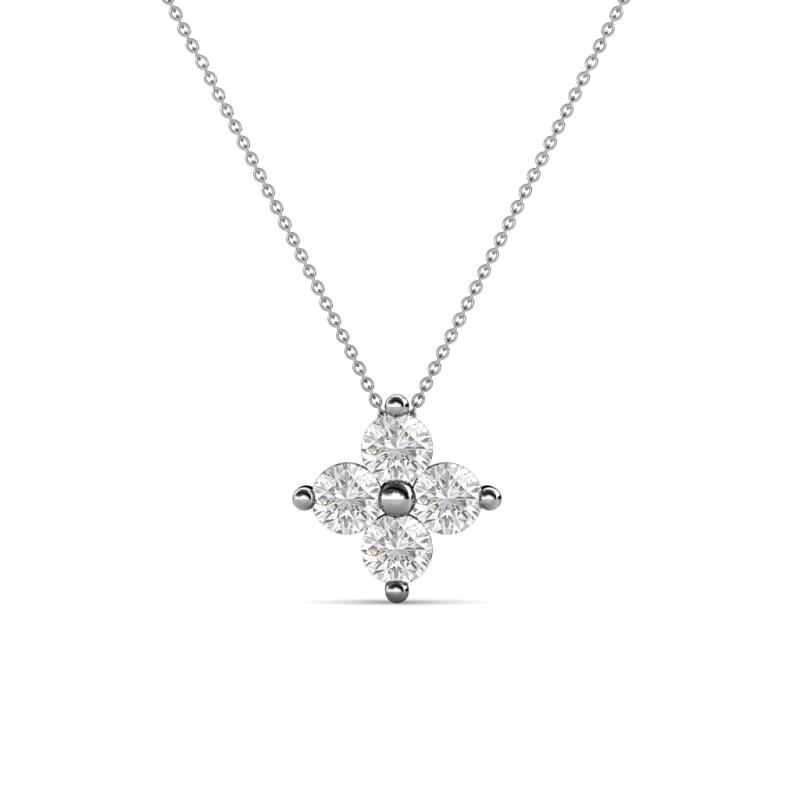 Anthea White Sapphire Floral Pendant White Sapphire Four Stone Womens Floral Pendant Necklace ctw K White GoldIncluded Inches K White Gold Chain