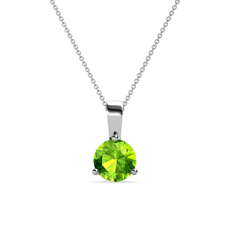 Calista Peridot Solitaire Pendant ct Round Peridot Prong Womens Solitaire Pendant Necklace K White GoldIncluded Inches K White Gold Chain