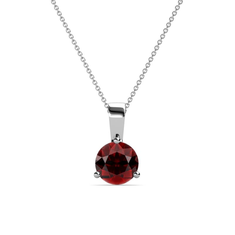 Calista Red Garnet Solitaire Pendant ct Round Red Garnet Prong Womens Solitaire Pendant Necklace K White GoldIncluded Inches K White Gold Chain