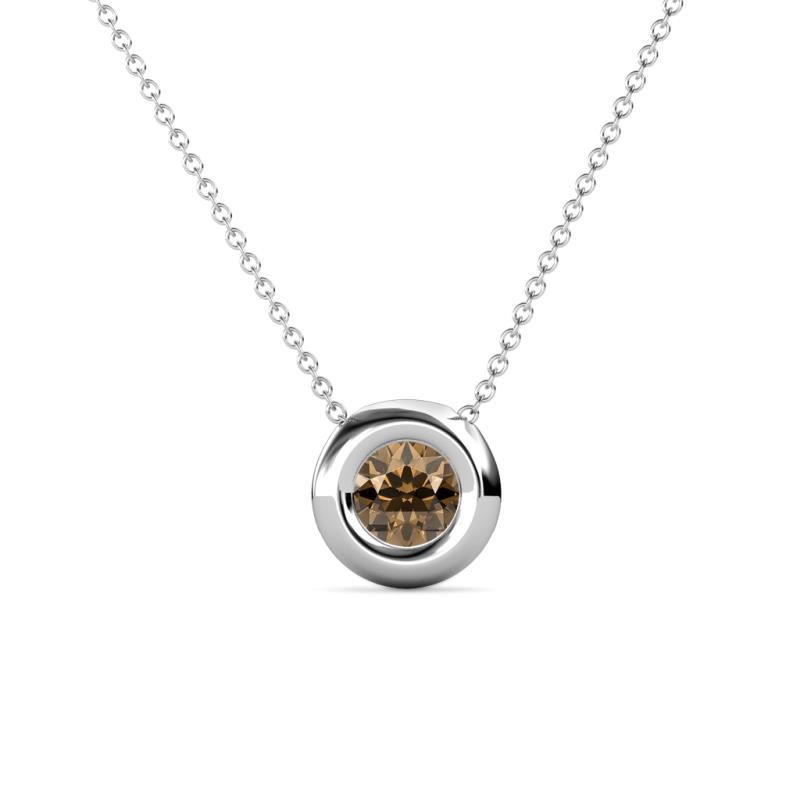 Arela Round Smoky Quartz Donut Bezel Solitaire Pendant Necklace ct Round Smoky Quartz Donut Bezel Set Womens Solitaire Pendant Necklace K White GoldIncluded Inches K White Gold Chain