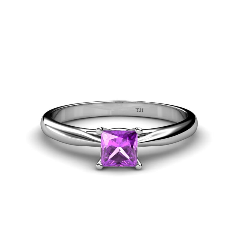 Celine Princess Cut Amethyst Solitaire Engagement Ring Princess Cut Amethyst Womens Solitaire Engagement Ring ct K White Gold