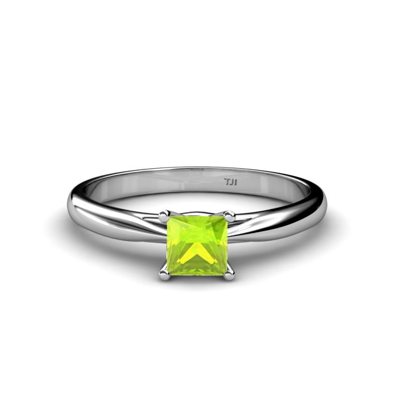 Celine Princess Cut Peridot Solitaire Engagement Ring Princess Cut Peridot Womens Solitaire Engagement Ring ct K White Gold