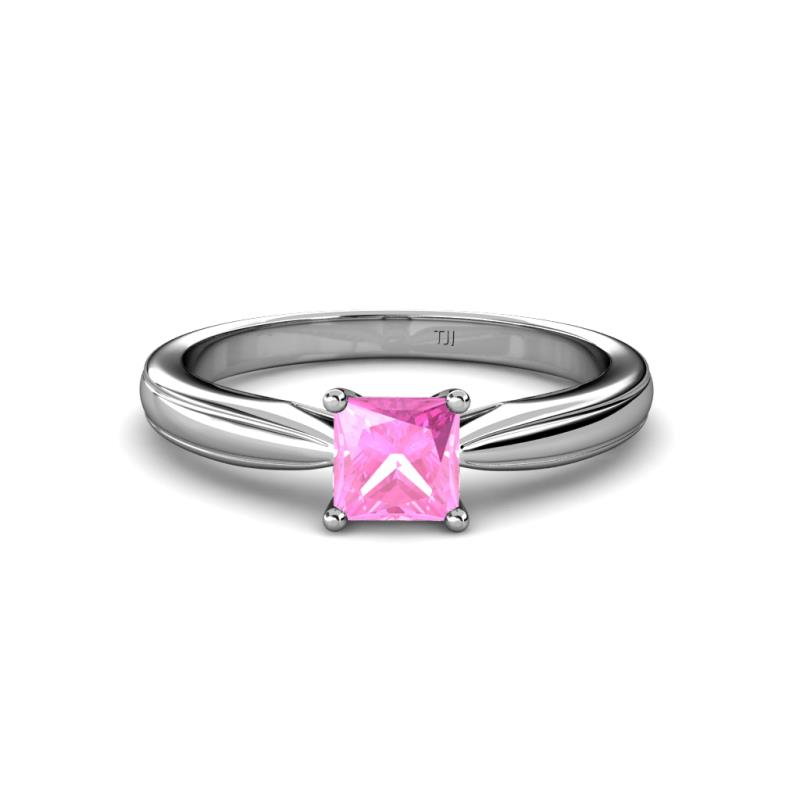 Adsila Lab Created Pink Sapphire Solitaire Ring Lab Created Pink Sapphire Solitaire Ring ct in K White Gold