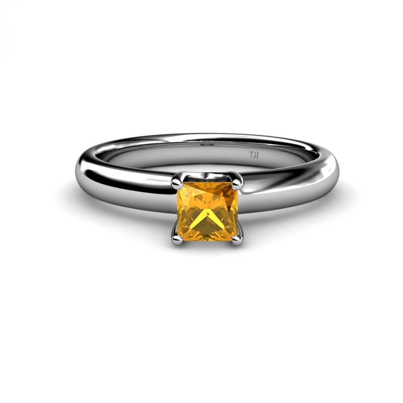 Bianca Princess Cut Citrine Solitaire Engagement Ring Princess Cut Citrine Womens Solitaire Engagement Ring ct K White Gold