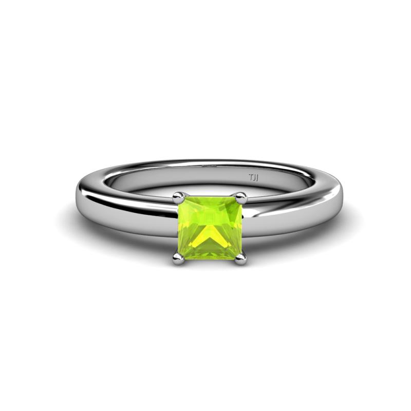 Kyle Princess Cut Peridot Solitaire Engagement Ring Princess Cut Peridot Womens Solitaire Engagement Ring ct K White Gold