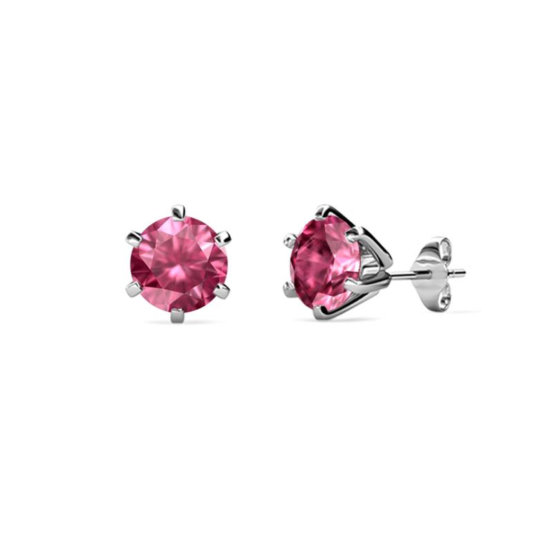 Kenna Pink Tourmaline Martini Solitaire Stud Earrings Pink Tourmaline Six Prong Martini Solitaire Stud Earrings ctw K White Gold