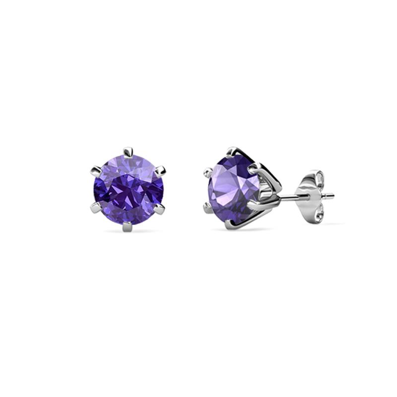 Kenna Iolite Martini Solitaire Stud Earrings Iolite Six Prong Martini Solitaire Stud Earrings ctw K White Gold