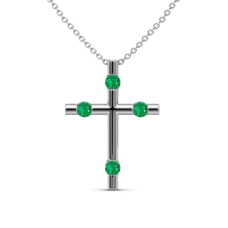 Adna Petite Emerald Cross Pendant Petite Emerald Womens Cross Pendant Necklace ctw K White GoldIncluded Inches K White Gold Chain