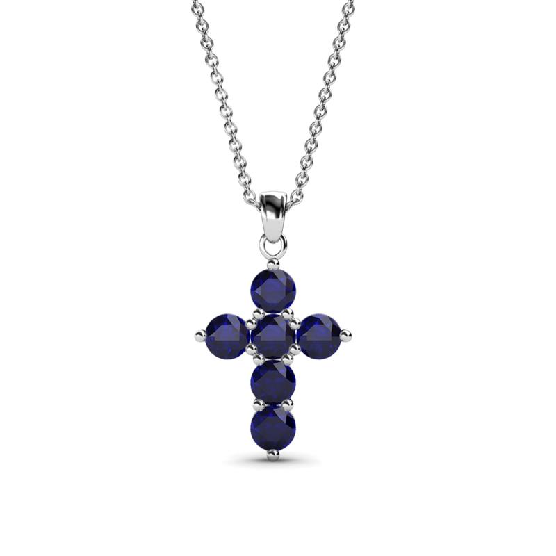 Isabella Blue Sapphire Cross Pendant Blue Sapphire Womens Cross Pendant Necklace ctw K White GoldIncluded Inches K White Gold Chain