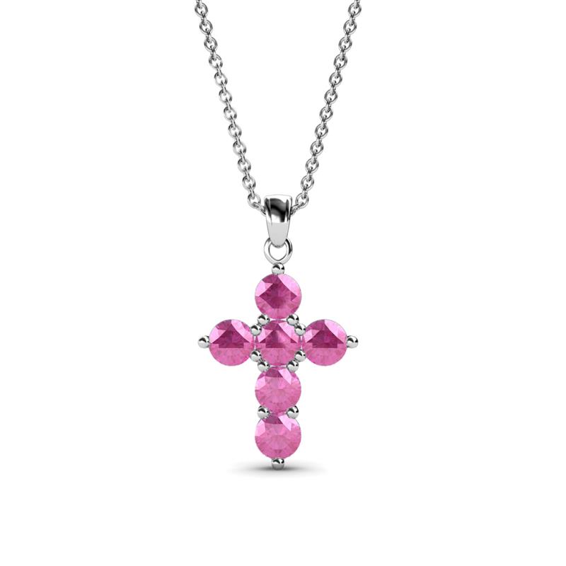 Isabella Pink Sapphire Cross Pendant Pink Sapphire Womens Cross Pendant Necklace ctw K White GoldIncluded Inches K White Gold Chain