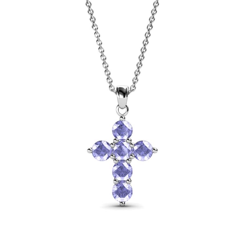 Isabella Tanzanite Cross Pendant Tanzanite Womens Cross Pendant Necklace ctw K White GoldIncluded Inches K White Gold Chain
