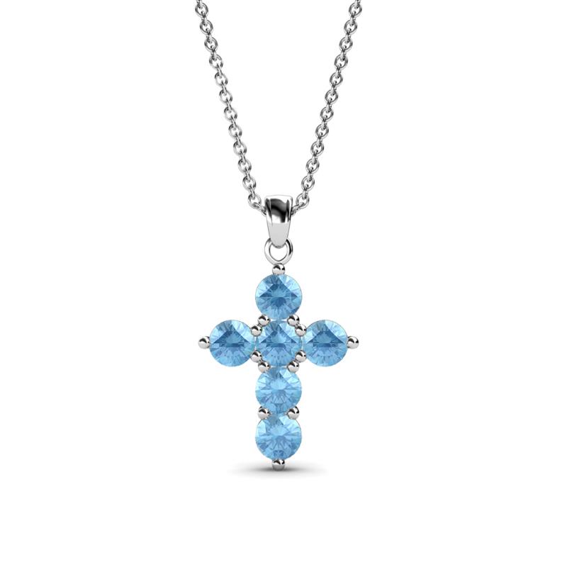Isabella Blue Topaz Cross Pendant Blue Topaz Womens Cross Pendant Necklace ctw K White GoldIncluded Inches K White Gold Chain