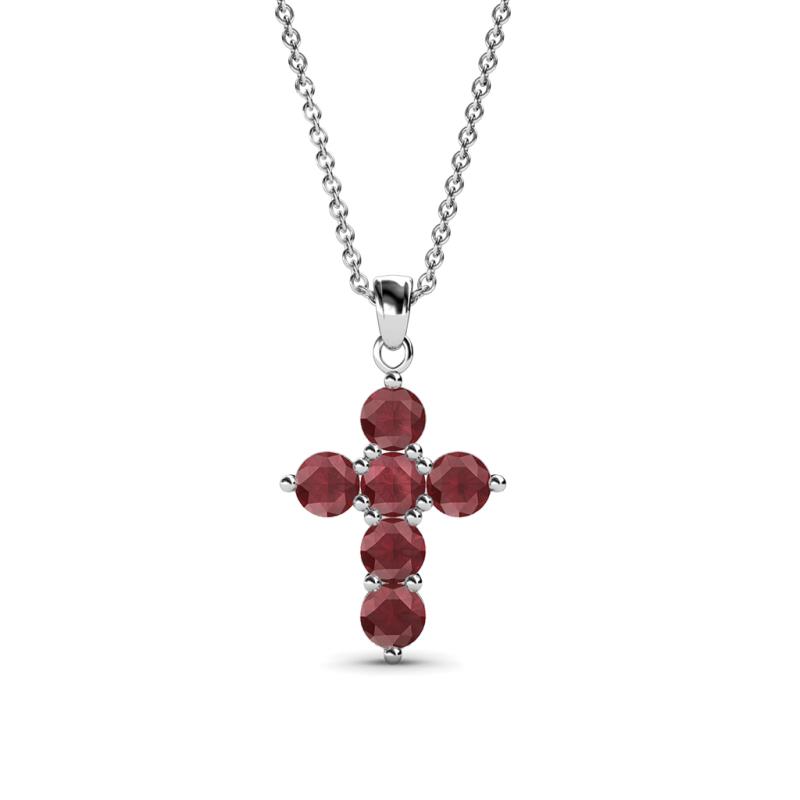Isabella Red Garnet Cross Pendant Red Garnet Womens Cross Pendant Necklace ctw K White GoldIncluded Inches K White Gold Chain
