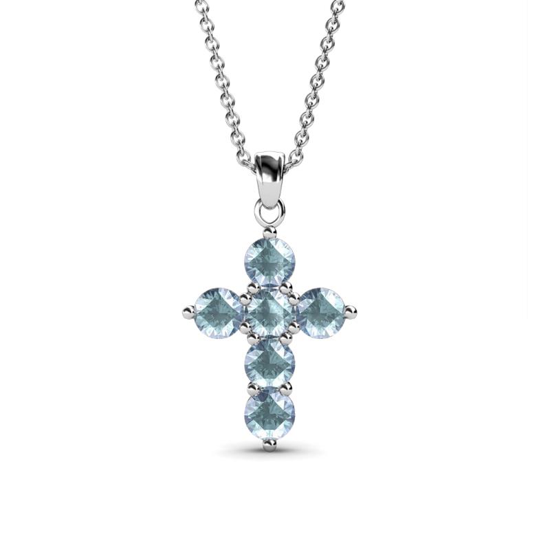 Isabella Aquamarine Cross Pendant Aquamarine Womens Cross Pendant Necklace ctw K White GoldIncluded Inches K White Gold Chain
