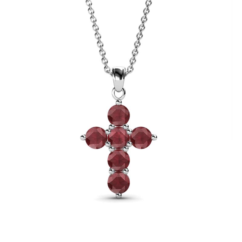 Isabella Red Garnet Cross Pendant Red Garnet Womens Cross Pendant Necklace ctw K White GoldIncluded Inches K White Gold Chain
