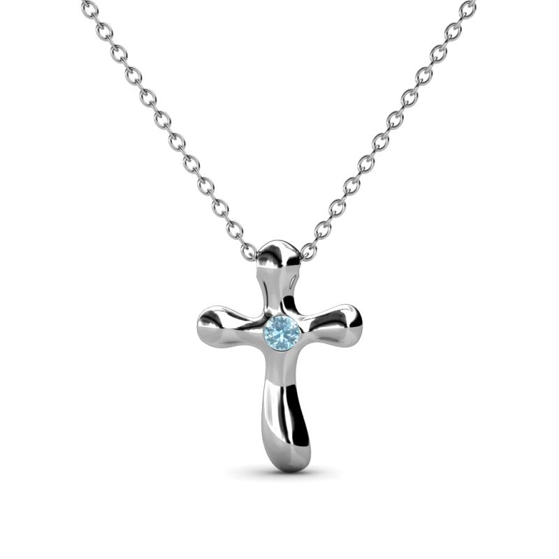 Edena Petite Aquamarine Cross Pendant Petite Aquamarine Solitaire Womens Cross Pendant Necklace K White GoldIncluded Inches K White Gold Chain