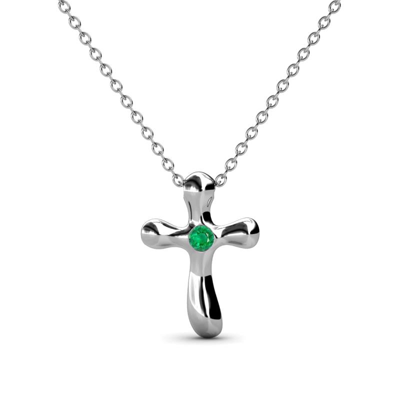 Edena Petite Emerald Cross Pendant Petite Emerald Solitaire Womens Cross Pendant Necklace K White GoldIncluded Inches K White Gold Chain