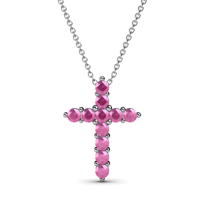 Abella Pink Sapphire Cross Pendant Pink Sapphire Womens Cross Pendant Necklace ctw K White GoldIncluded Inches K White Gold Chain