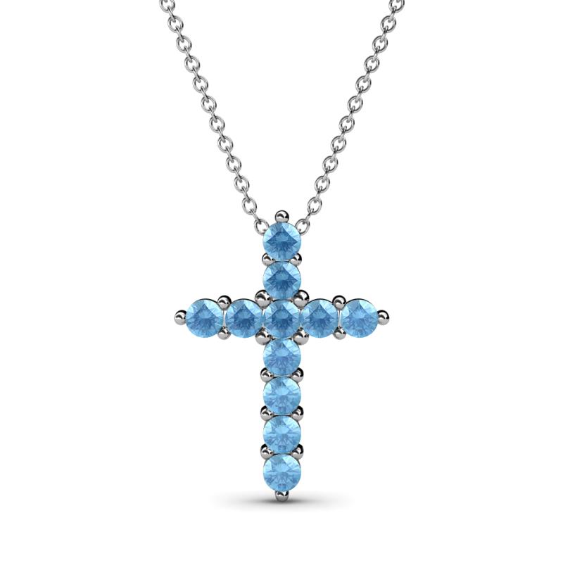Abella Blue Topaz Cross Pendant Blue Topaz Womens Cross Pendant Necklace ctw K White GoldIncluded Inches K White Gold Chain