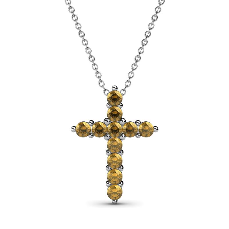 Abella Citrine Cross Pendant Citrine Womens Cross Pendant Necklace ctw K White GoldIncluded Inches K White Gold Chain