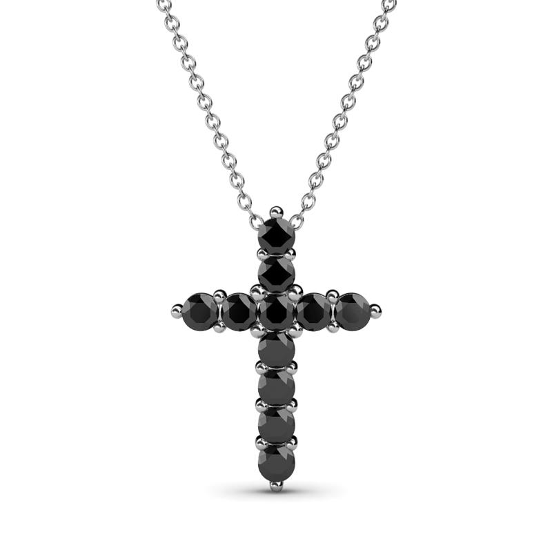 Abella Black Diamond Cross Pendant Black Diamond Womens Cross Pendant Necklace ctw K White GoldIncluded Inches K White Gold Chain