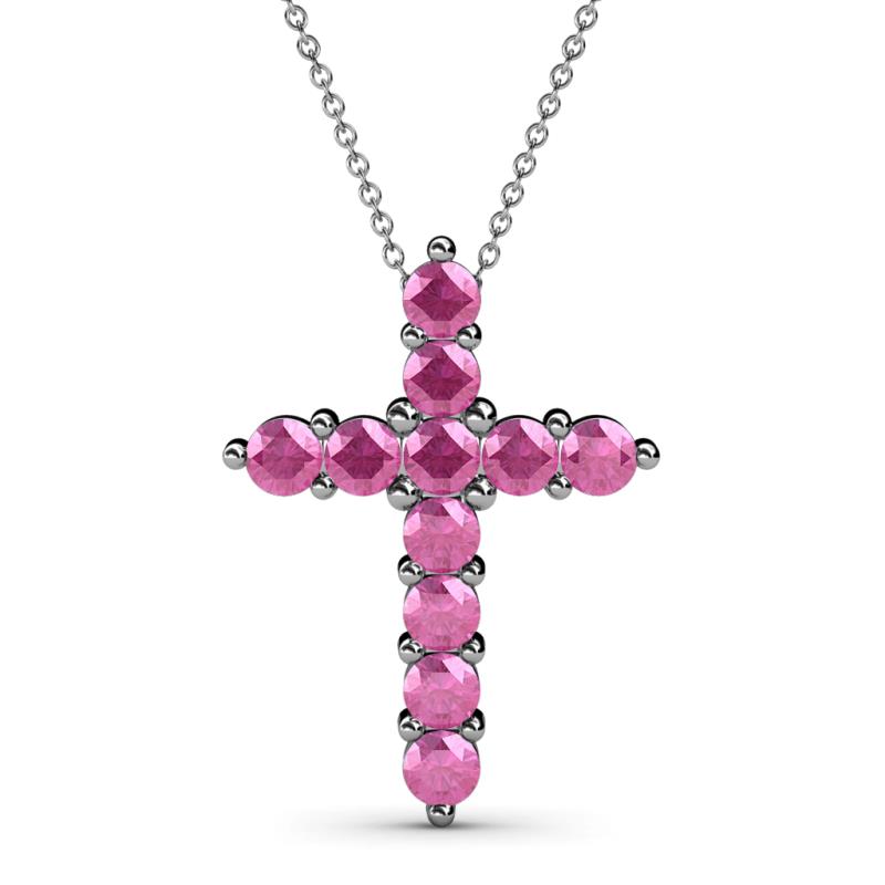 Abella Pink Sapphire Cross Pendant Pink Sapphire Womens Cross Pendant Necklace ctw K White GoldIncluded Inches K White Gold Chain