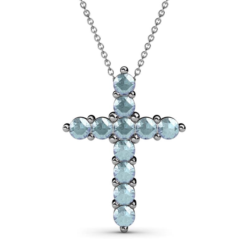 Abella Aquamarine Cross Pendant Aquamarine Womens Cross Pendant Necklace ctw K White GoldIncluded Inches K White Gold Chain