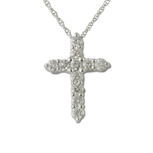 Petite Diamond Cross Pendant Petite Diamond Cross Pendant ct tw in K White GoldIncluded inches K White Gold Chain