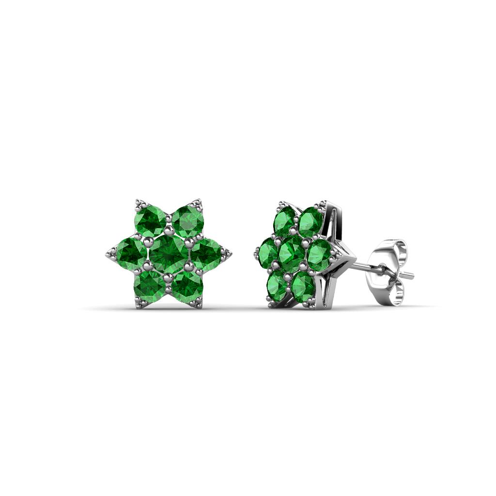 Amora Green Garnet Flower Earrings Green Garnet Womens Flower Earrings ctw K White Gold