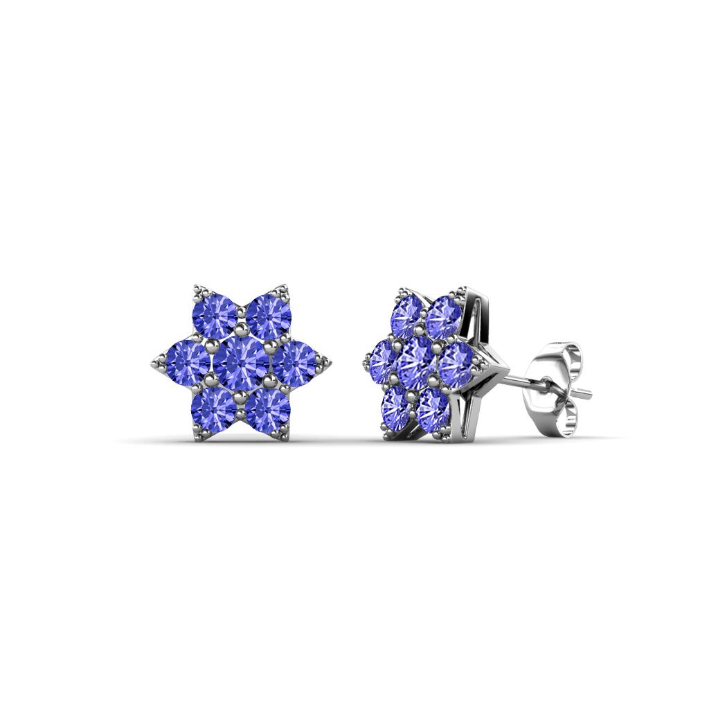 Amora Tanzanite Flower Earrings Tanzanite Womens Flower Earrings ctw K White Gold