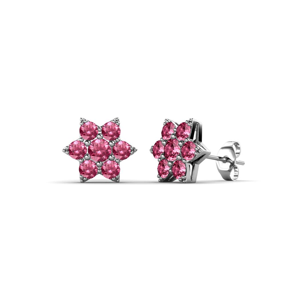 Amora Pink Tourmaline Flower Earrings Pink Tourmaline Womens Flower Earrings ctw K White Gold