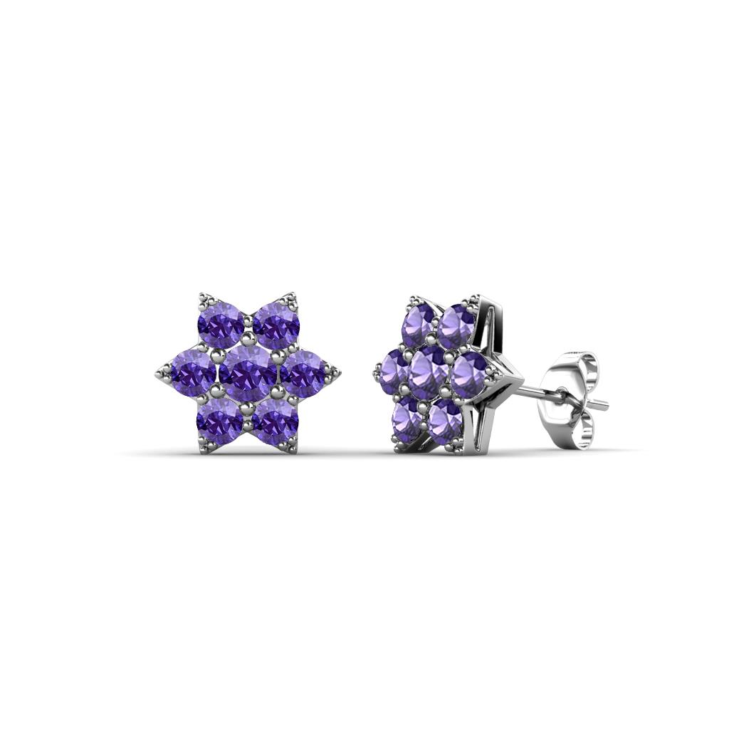 Amora Iolite Flower Earrings Iolite Womens Flower Earrings ctw K White Gold