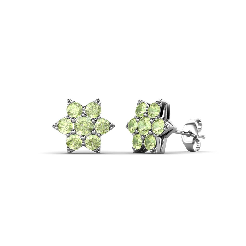 Amora Peridot Flower Earrings Peridot Womens Flower Earrings ctw K White Gold