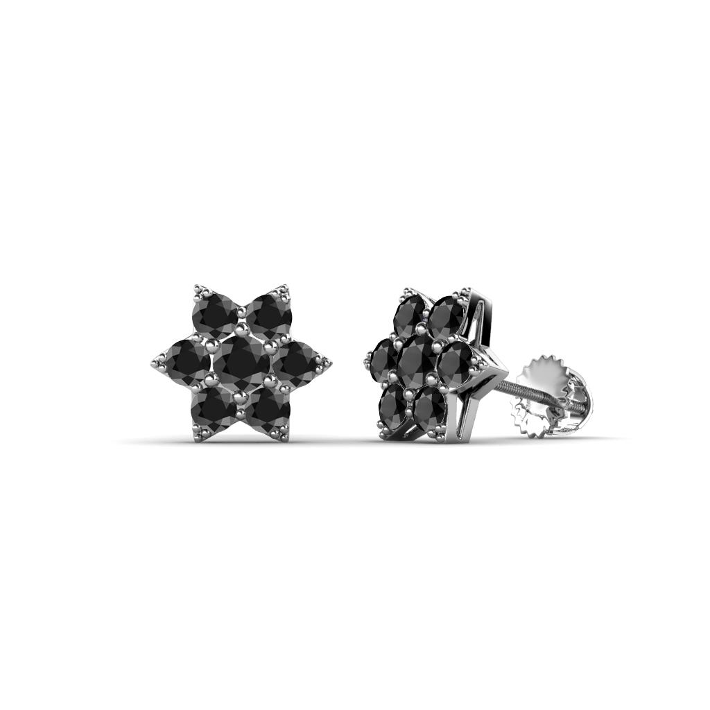 Amora Black Diamond Flower Earrings Black Diamond Womens Flower Earrings ctw K White Gold