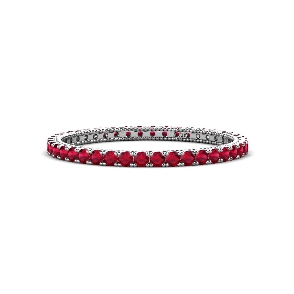 Ellen Ruby Eternity Band Ruby U Prong with Milgrain Womens Eternity Ring Stackable ctw K White Gold