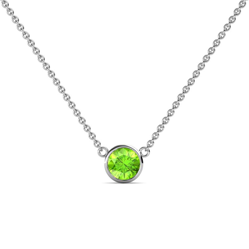 Merilyn Round Peridot Bezel Set Solitaire Pendant Round Peridot Bezel Set Womens Solitaire Pendant Necklace ct K White GoldIncluded Inches K White Gold Chain