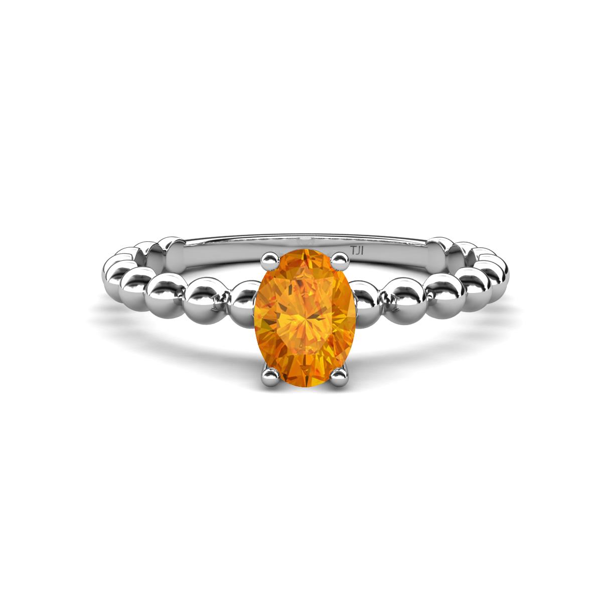 Helen Bold Oval Cut Citrine Solitaire Promise Ring Oval Cut x Citrine Womens Bubble Band Solitaire Promise Ring ct K White Gold