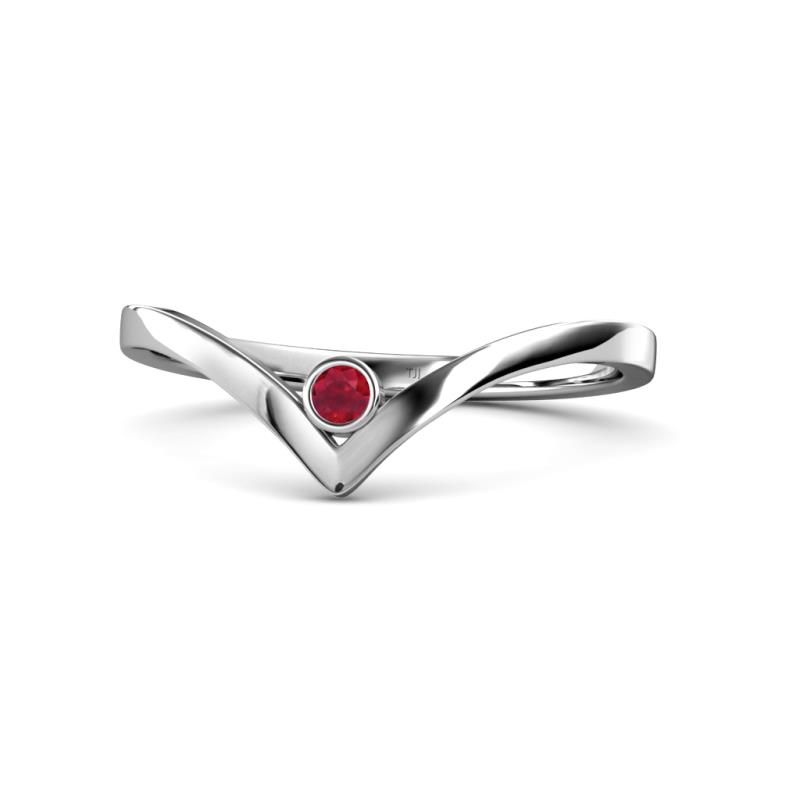 Shana Bold Solitaire Round Ruby V Promise Ring Round Ruby Womens Solitaire Bezel Set Chevron Promise Ring ct K White Gold