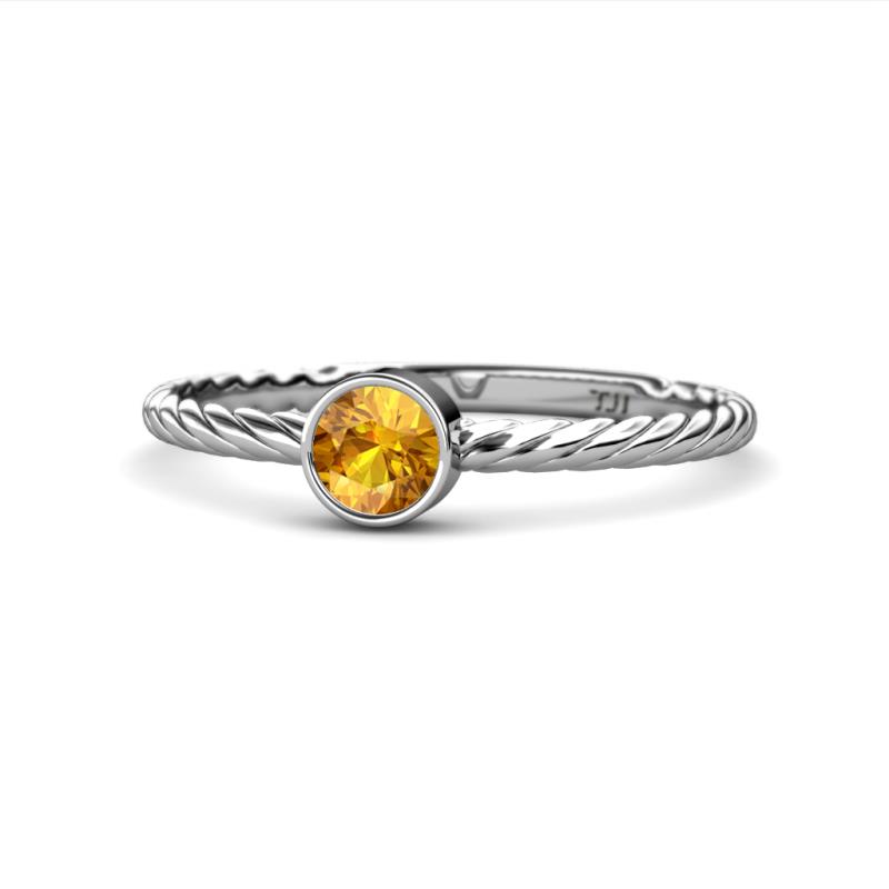 Marian Bold Round Citrine Solitaire Rope Promise Ring Round Citrine Womens Solitaire Rope Promise Ring ct K White Gold