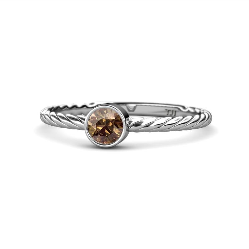 Marian Bold Round Smoky Quartz Solitaire Rope Promise Ring Round Smoky Quartz Womens Solitaire Rope Promise Ring ct K White Gold